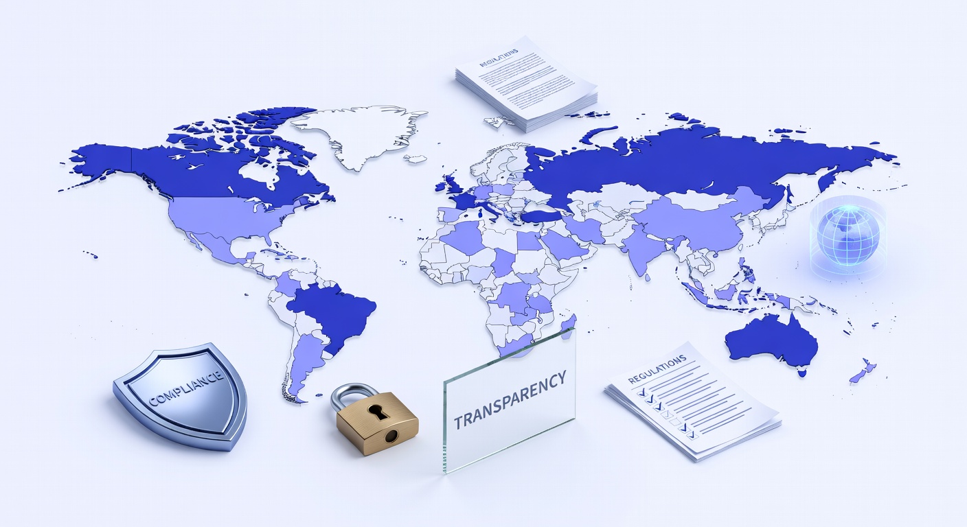 World map highlighting AI regulations