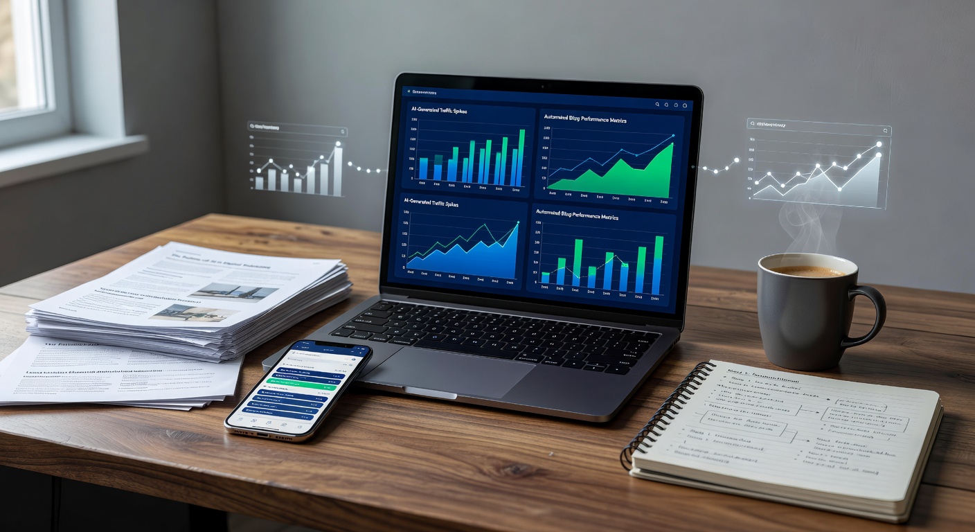 Office setup illustrating FAQ AI content automation for blog management tools