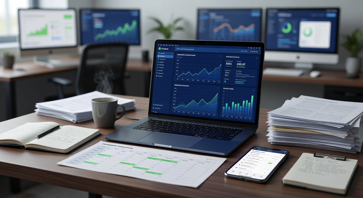 Office setup illustrating FAQ AI content automation for blog management tools