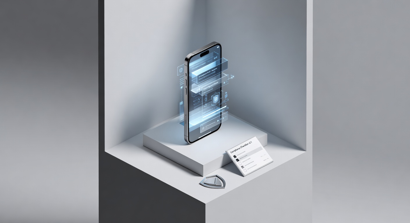 Isometric smartphone symbolizing AI-powered onboarding tools 2026 on pedestal