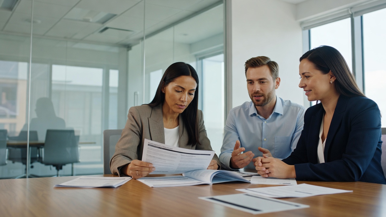 HR team reviewing employee onboarding checklist 2026 in glass meeting room