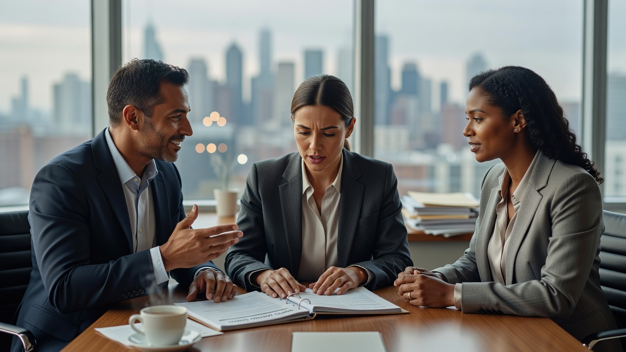 Candid discussion of 30-60-90 day onboarding plan 2026 in glass office