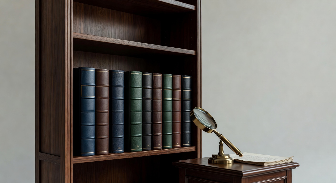Studio scene of wooden bookcase with journals for AI tools for managing multiple websites SEO content