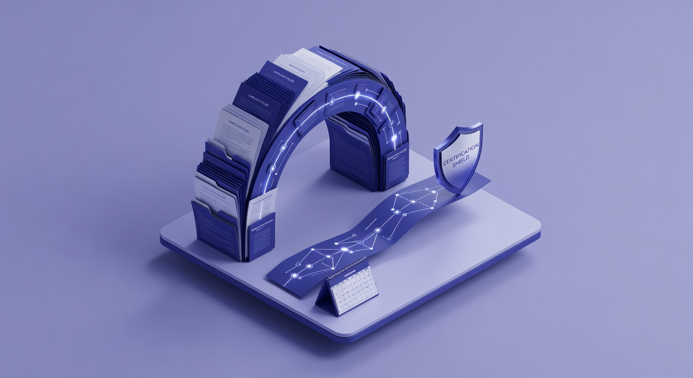 isometric arch of compliance documents for onboarding checklist for staffing agencies