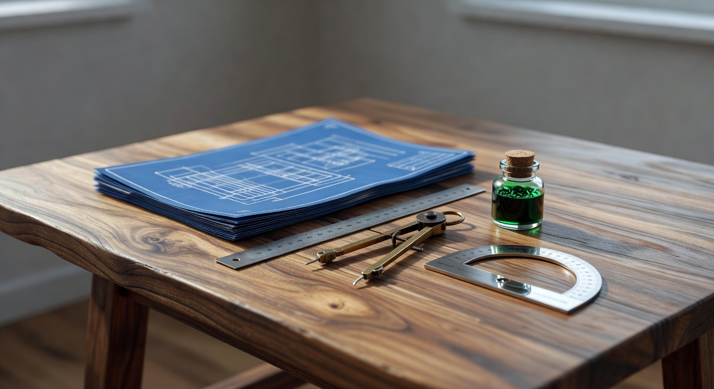 Content marketing strategies for beginners depicted as drafting table setup