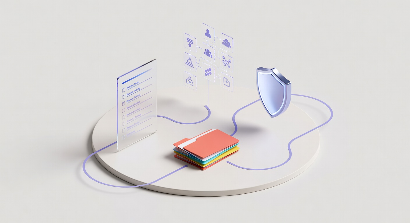 3D illustration of DEI in employee onboarding with inclusive elements