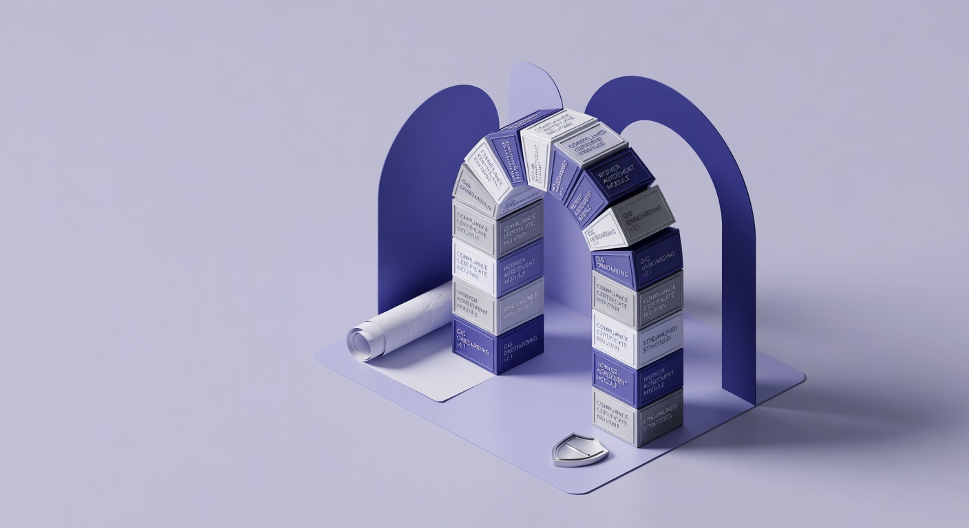 isometric arch illustrating gig worker onboarding strategies process