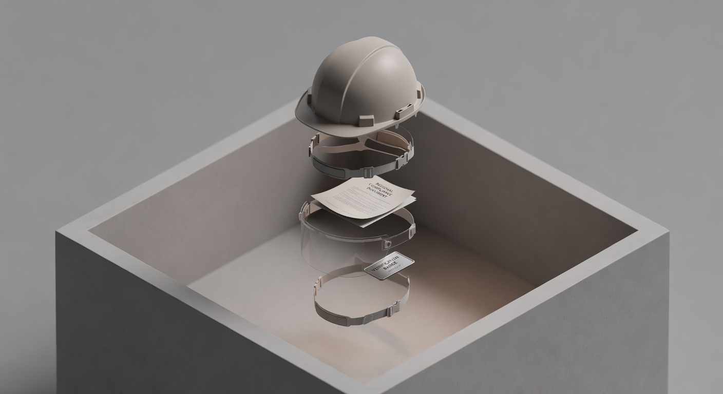 Exploded hard hat diagram showing global employee onboarding challenges in architectural niche