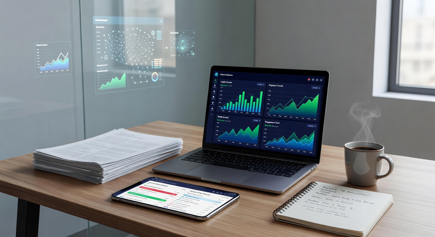 Office setup illustrating how to automate blog content with AI for agencies