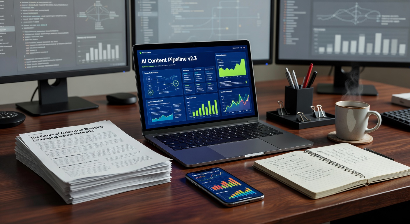 Office setup showing how to automate blog content with AI for agencies