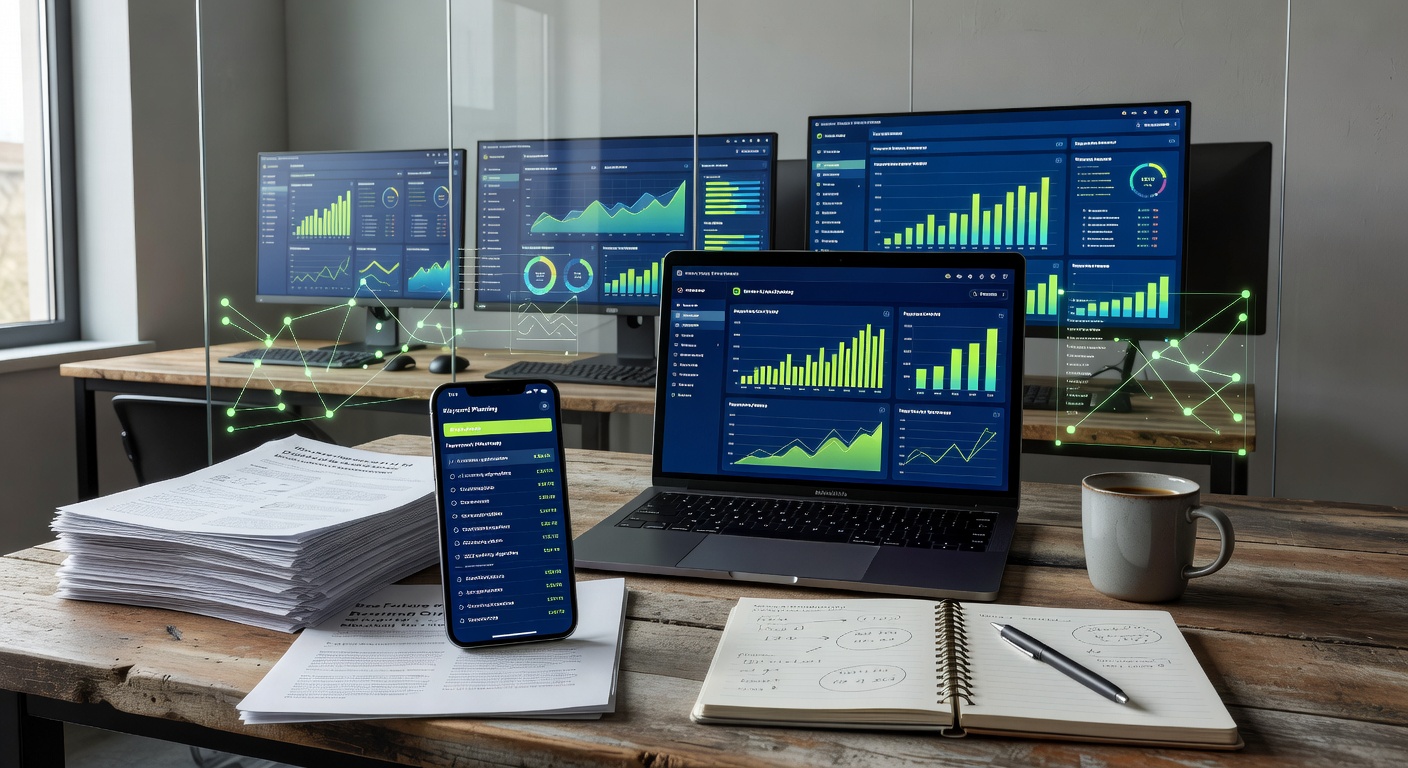 AI SEO performance tracking tools on modern office desk setup