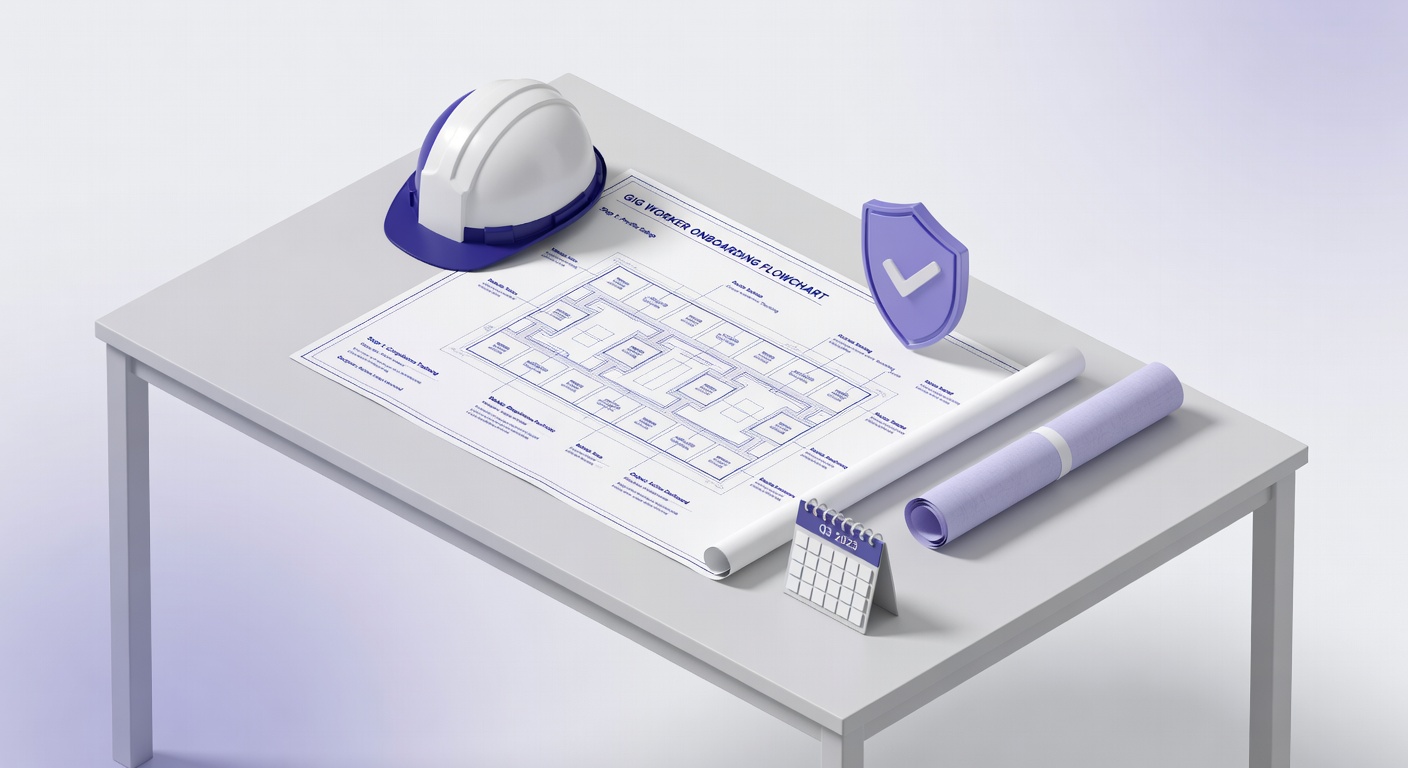 3D illustration of onboarding tools for how to onboard gig workers