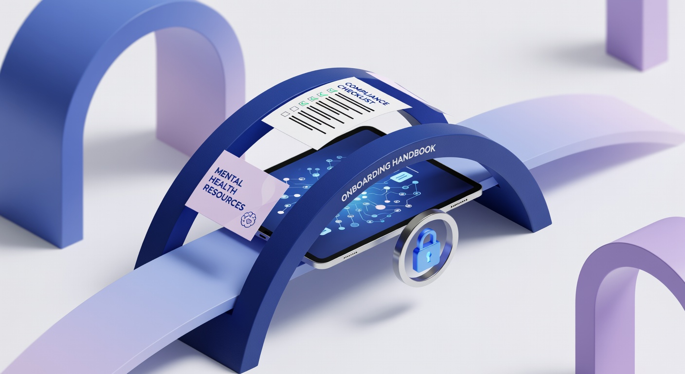 isometric exploded bridge illustrating integrating mental health into employee onboarding