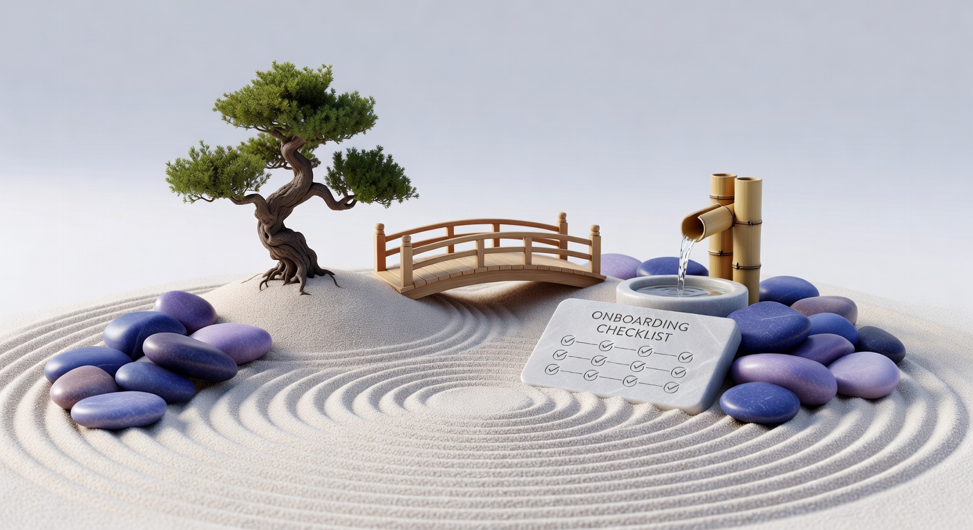 Zen garden illustrating mental health in employee onboarding support