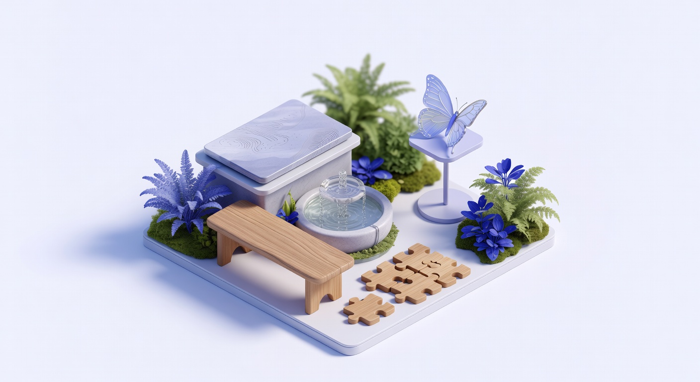 Illustration of mental health in employee onboarding with wellness garden theme