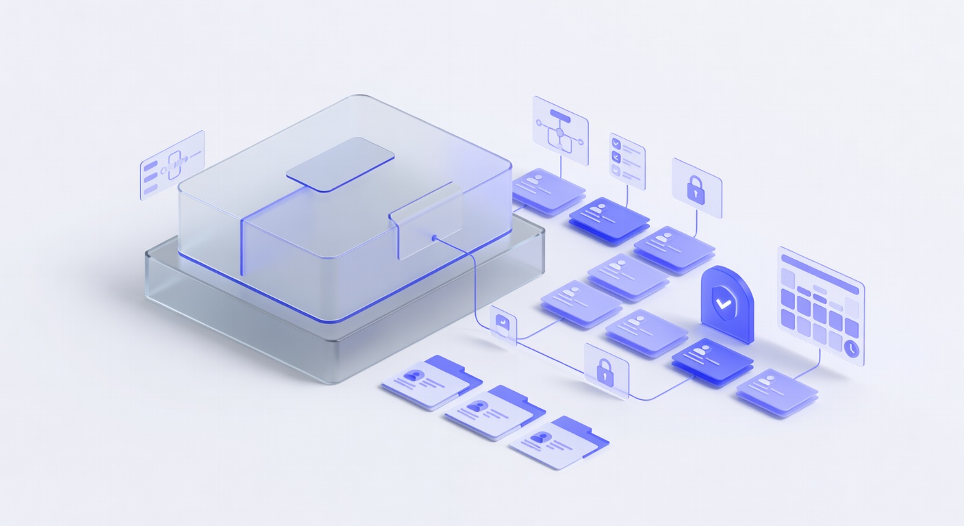 Isometric illustration of onboarding for gig workers with workflow hub