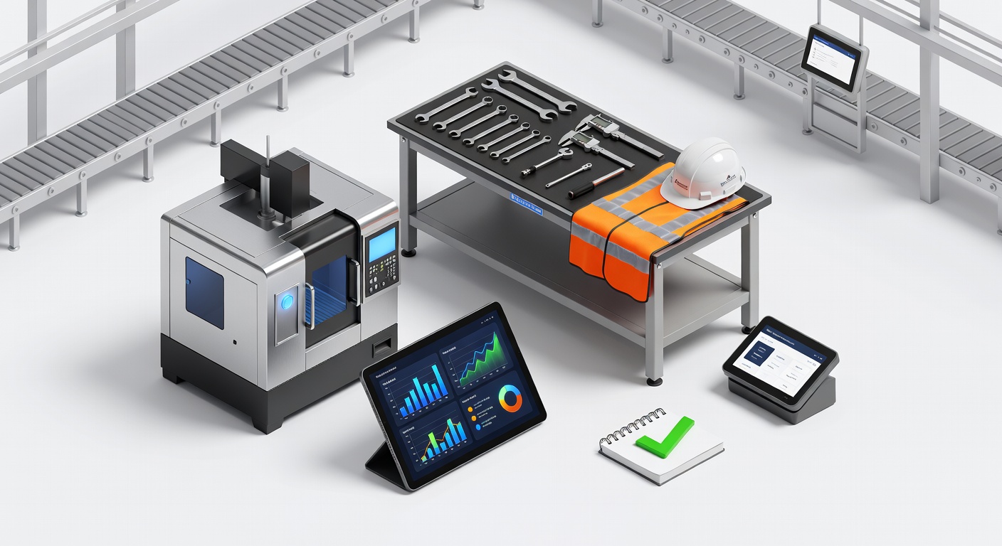 Manufacturing plant with happy workers