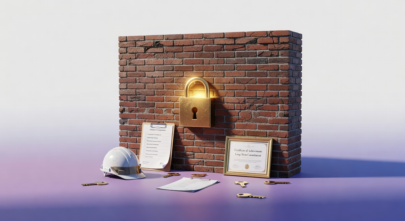 Illustration of post onboarding employee retention with symbolic wall and tools