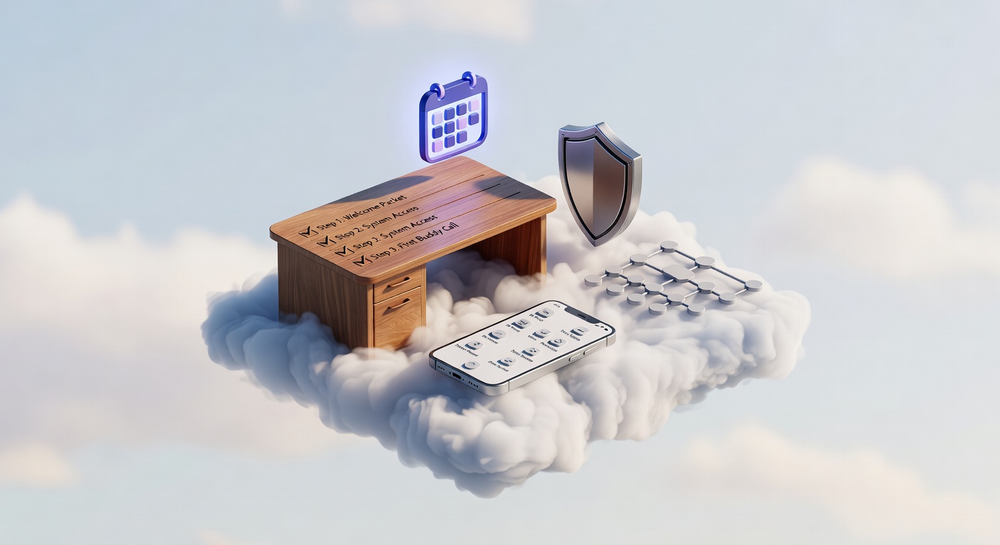 Remote employee onboarding best practices illustrated with cloud workspace setup