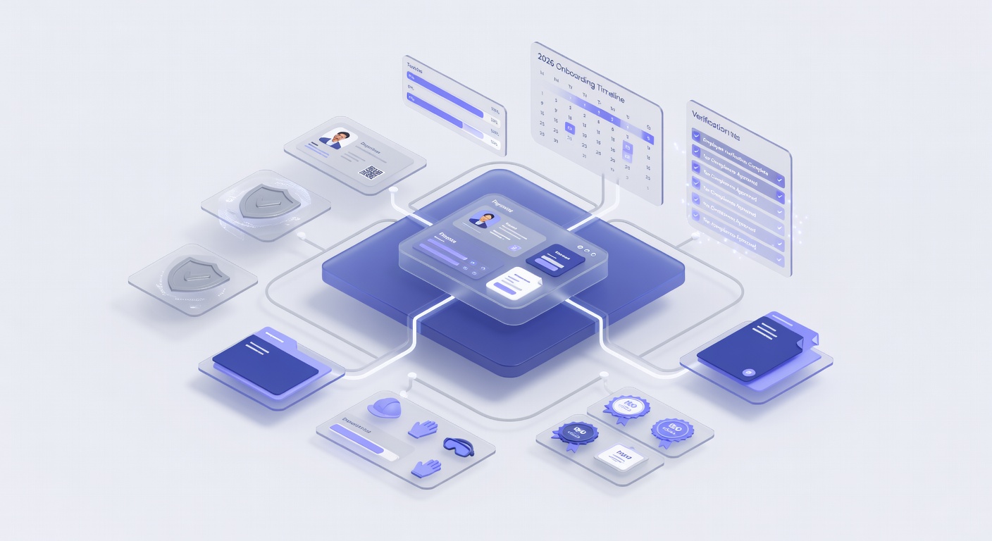 Illustration of employee onboarding software for small businesses 2026 dashboard