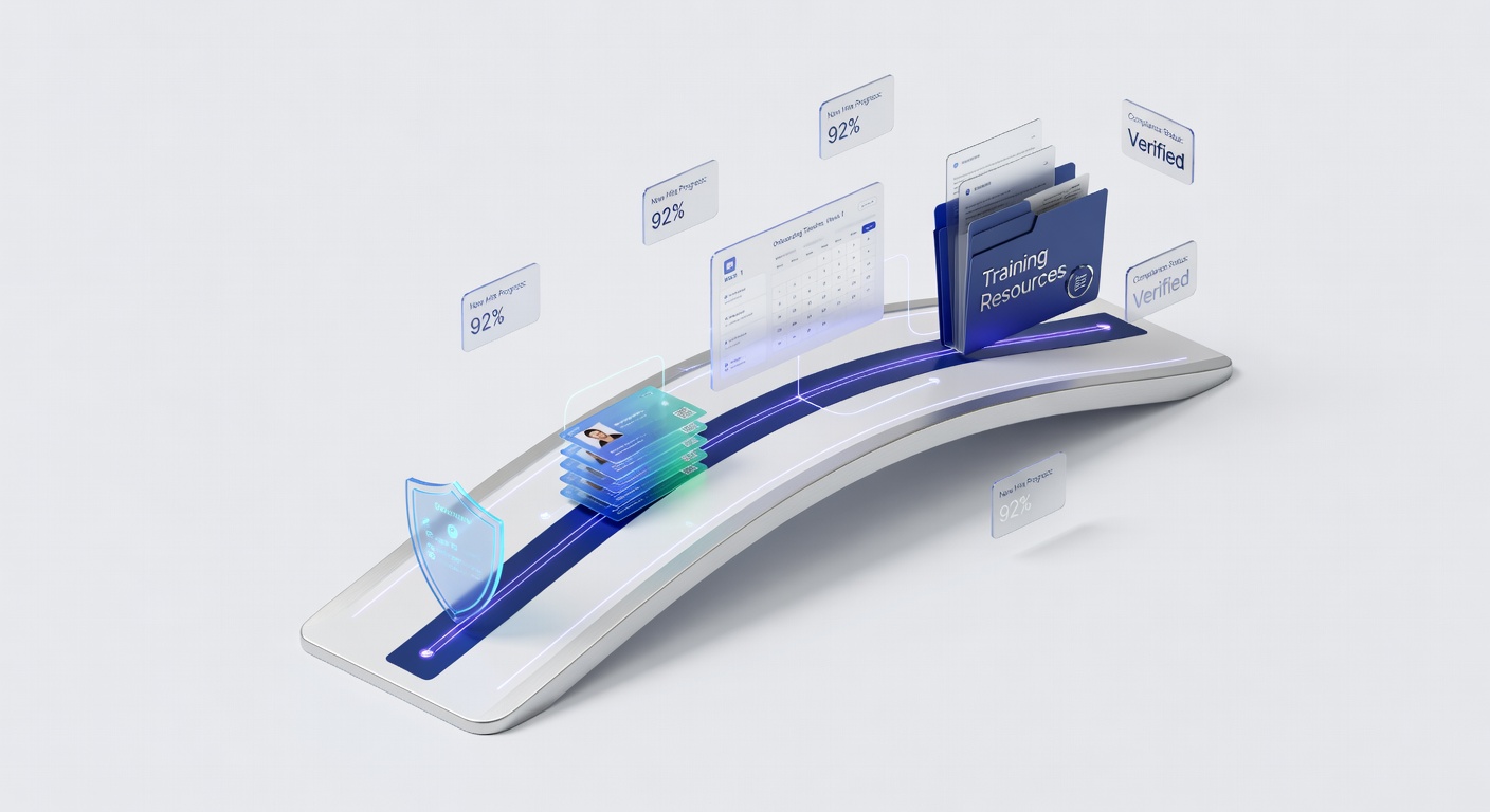 3D illustration of employee onboarding software for small businesses 2026