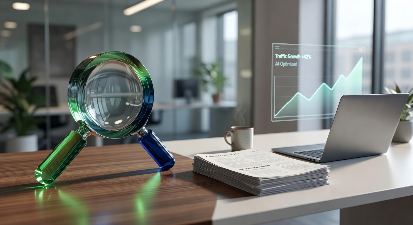 Photorealistic illustration of AI platforms for SEO blog management tools