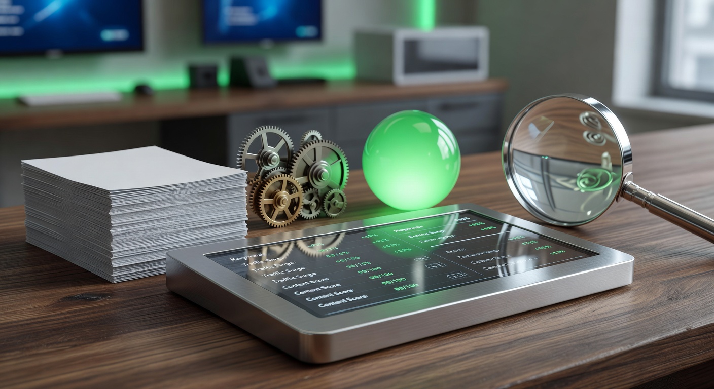 Metaphorical control panel illustrating AI tools for SEO content automation