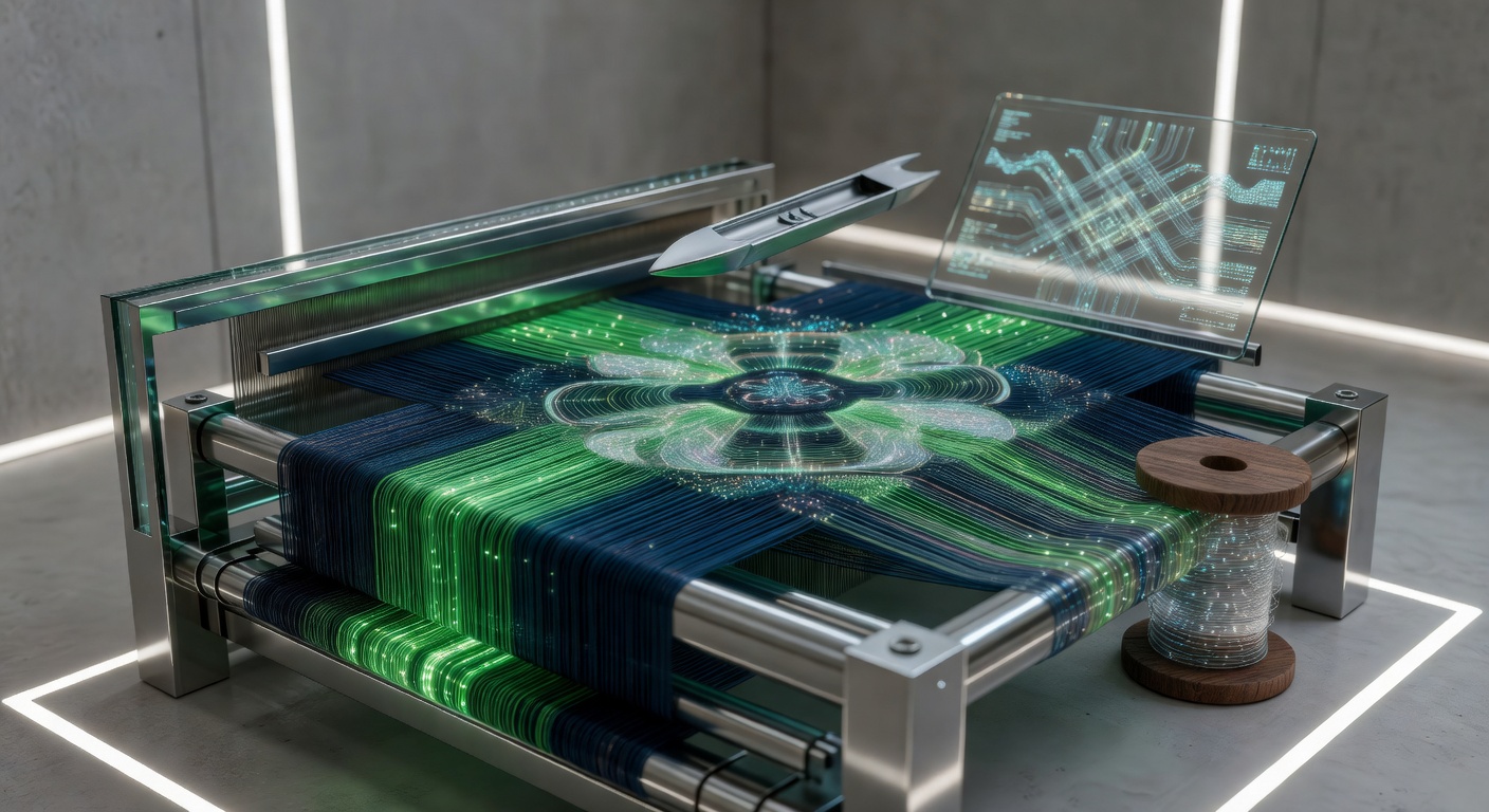 Futuristic loom metaphor for ai content automation platforms and growth