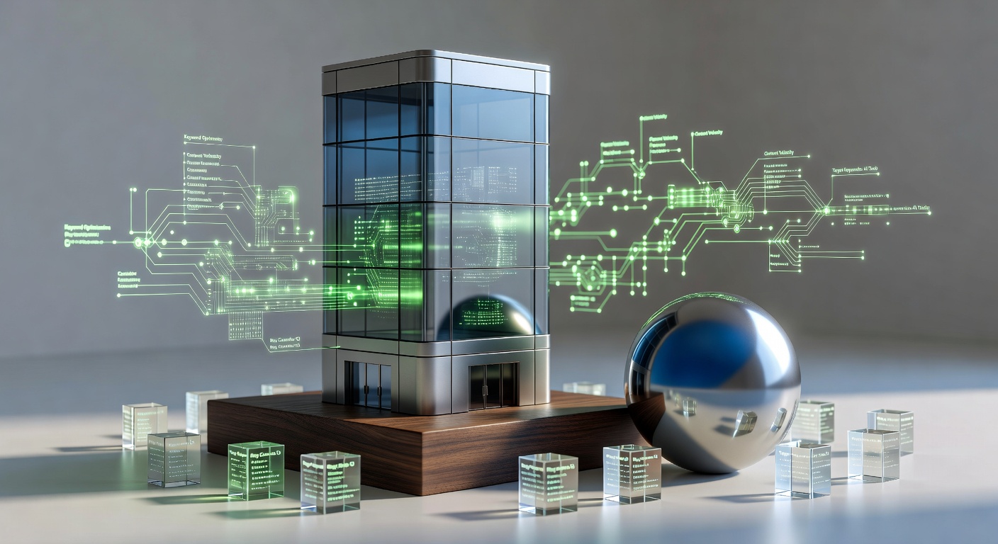 AI content automation platforms SEO blog management control tower metaphor illustration