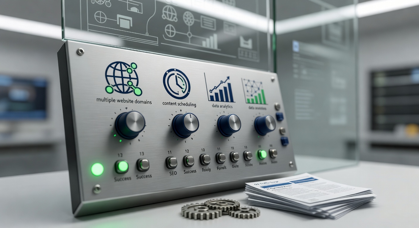 Close-up of control panel for AI content automation for multiple websites