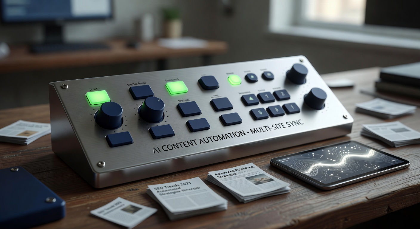 Close-up of control panel for AI content automation for multiple websites