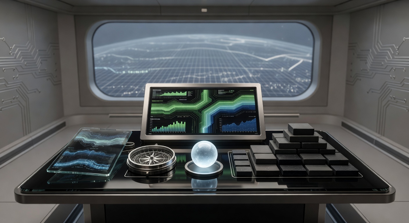 Futuristic ship bridge metaphor for AI platforms for automated SEO blog management