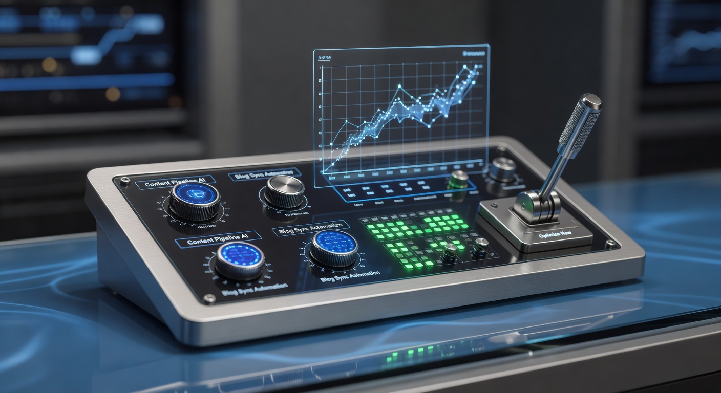 Futuristic control panel symbolizing AI tools for SEO blog management