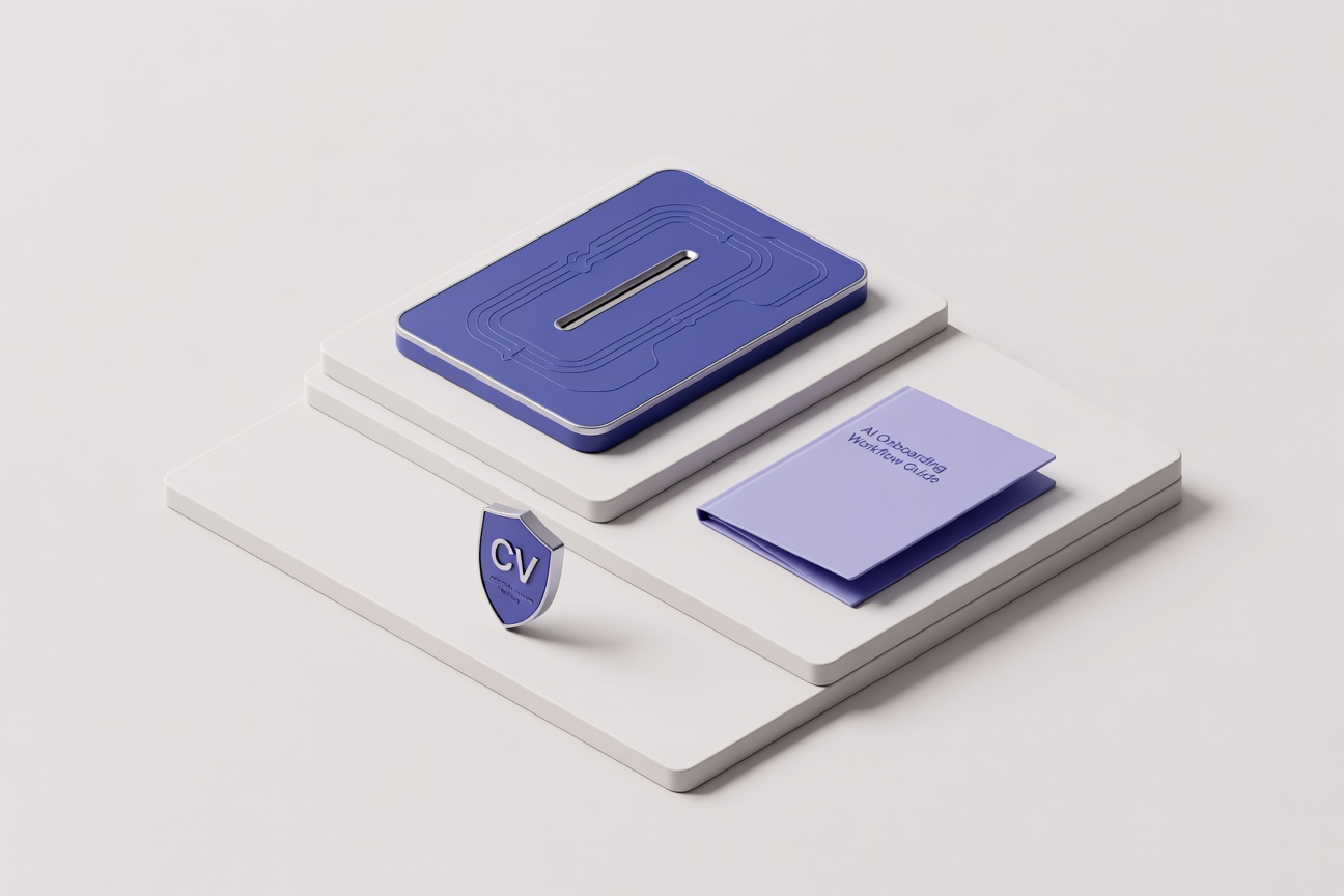 Isometric AI tools for employee onboarding displayed on terraced plinth